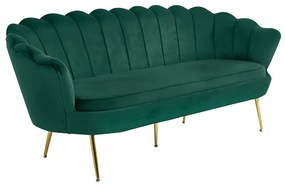 Luxusná pohovka, 3-sed, smaragdová Velvet látka/chróm zlatý, štýl Art-deco, NOBLIN