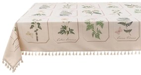 Textilný obrus v krásnej krémovej farbe s dekorom rastliniek v schaby chic romantickom štýle 150 x 190 cm Blanc Maricló 42590
