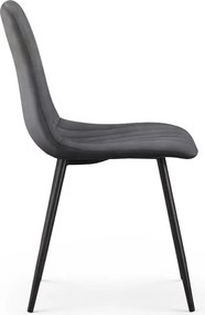 Sada štyroch jedálenských stoličiek LIVO zamatové, grafitové / čierne nohy (4 ks)