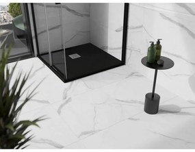 Mexen Stone+, štvorcová vanička z minerálneho kompozitu 100 x 100 cm, čierna matná, 44701010