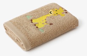 Goldea detský froté uterák - žirafa na hnedej 30 x 50 cm
