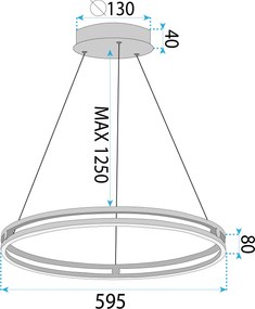 Toolight Toolight, LED závesné svietidlo 60cm, 76W, 3000K, LHJ015-CP, zlatá, OSW-60009