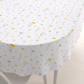 Biante Bavlnený oválny obrus Sandra SA-497 Žlté bylinky na bielom 50x100 cm