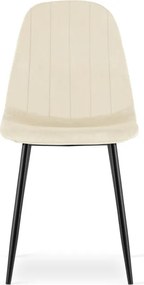 Set troch jedálenských stoličiek PADVA zamatové béžové / čierne nohy (3 ks)