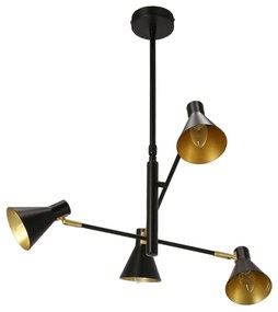 Candellux Čierno-zlatý závesný luster Less pre žiarovku 4x E14 34-72689