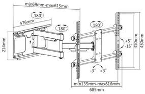 MK FLORIA MKF-20DP646 - Nástenný držiak na TV s kĺbom 80" čierna