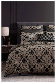 Čierne obliečky na dvojlôžko/predĺžené z bavlny renforcé s plachtou/4-dielne 200x220 cm Damask – Mila Home