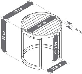 2 záhradné odkladacie stolíky s odnímateľnými podnosmi, Ø cca 40 cm a 50 cm