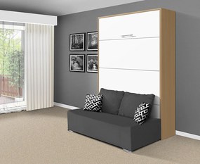 Nabytekmorava Sklápacia posteľ s pohovkou VS 21058P 200x160 farba pohovky: Krémová, Typ farebného prevedenia: Antracit / dvere biele