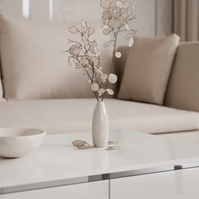 KONFERENČNÝ STOLÍK NESSIE 3 BIELY LESK + STRIEBORNÝ 90 cm