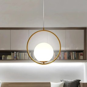 Toolight Toolight, stropná lampa visiaca sklenená guľa z bieleho zlata G109-1W Gold, OSW-09734