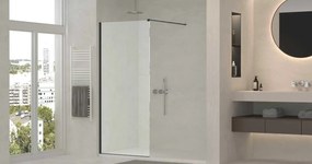 Erga Paris, sprchová zástena Walk-In 80x200 cm, 8mm sklo námraza, čierny profil, ERG-V02-PARIS-080x200-FR-BK