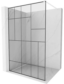 Mexen Kioto sprchová stena 110 x 200 cm, transparentnéné/čierny vzor 8 mm, biela - 800-110-101-20-78