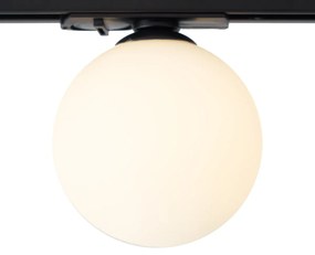 Moderné stropné svietidlo čierne s bielym sklom pre 1-fázový koľajnicový systém - Iconic Perle