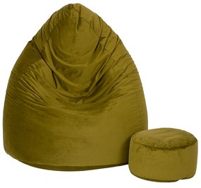 JAKS Sedací vak s podnožkou olivový velúr