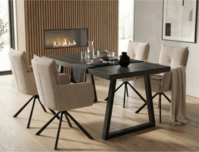 Jedálenský stôl 160x90 cm, rozkladací HT-R5624 GREY dub sivý / čierne nohy