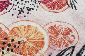 Protišmykový prateľný koberec ANDRE 1270 Do kuchyne - citrusy, ružový