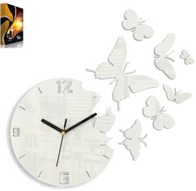 3D nalepovacie hodiny Butterflies biele