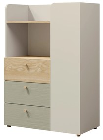 Regál Yoda 7 (svetlobéžová + dub olejovaný + eukalyptus). Akcia -18%. Vlastná spoľahlivá doprava až k Vám domov. 1087372
