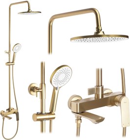 Rea Avalon, sprchová súprava s dažďovou hlavovou a ručnou hlavicou, zlatá matná, REA-P2400