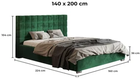 PROXIMA.store - Moderná čalúnená posteľ NOOR ROZMER: 180 x 200 cm, FARBA NÔH: wenge