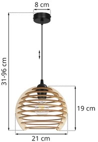 Závesné svietidlo TIMBER, 1x drevené tienidlo, N