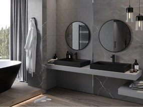 Mexen Loft kúpeľňové zrkadlo okrúhle 70 cm, čierny rám - 9850-070-070-000-70