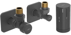 Mexen G05, uhlová termostatická súprava s hranatou krytkou, antracitová, W901-958-909-66
