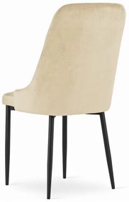 Set dvoch jedálenských stoličiek CAPRI zamatové béžové / čierne nohy (2 ks)