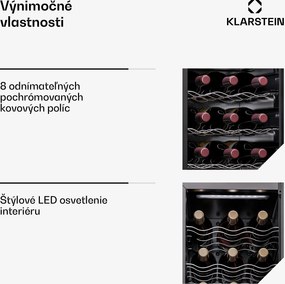 Klarstein Shiraz 24 Duo, chladnička na víno, 2 zóny, 75 l/24 fliaš,  5-18 °C, dotykové ovládanie