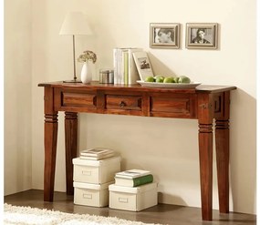 furniture-nabytek.cz - Masívny toaletný stolík Catana z borovicového dreva, hnedý, lakovaný – 120×35×76 cm