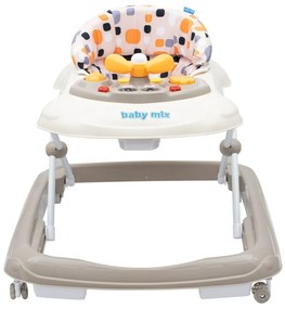 Detské chodítko Baby Mix s volantom a silikónovými kolieskami beige