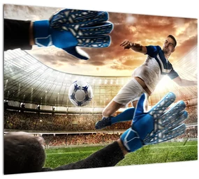 Sklenený obraz - Futbalista (70x50 cm)