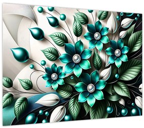Obraz - 3D tyrkysové kvety (70x50 cm)