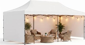 SPRINGOS Nožnicový záhradný stan 3×6 m – biely, obchodný pavilón na podujatia GP0006