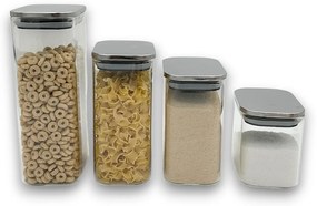 Arte Regal Sklenená obdĺžniková dóza s nerezovým vekom, 1,8l NEREZ VIVO