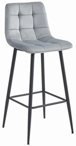 ARCETO PRO Barová zamatová otočná stolička v šedej farbe