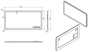 Sapho, NYX LED podsvietené zrkadlo 1200x600mm, NY120