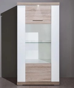 Obývacia stena Caracas Media, dub/biely lesk, s osvetlením