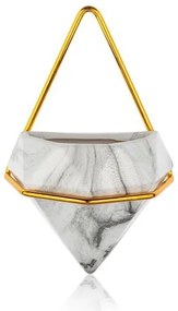 NÁSTENNÝ KERAMICKÝ KVETINÁČ SEMELA SADA 2KS 23X20X11,5 CM+14X10X6 CM BIELA/ZLATÁ