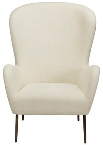GLAM VYSOKÉ ČALÚNENÉ LOUNGE KRESLO bone white/antique brass