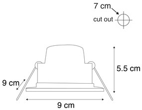 Sada 6 vstavaných bodových svetiel čiernych vrátane LED 3-stupňového stmievania IP65 - Simply