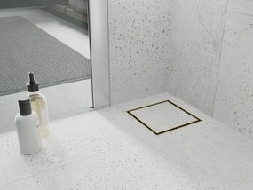 Mexen Flat-Q, bodový podlahový vpust 15 cm, zlatá matná, 1A10015