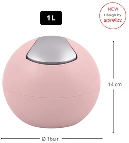Ružový plastový odpadkový kôš 1 l Bowl Matt – Spirella