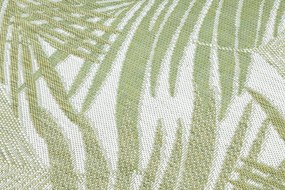 Koberec, behúň SISAL SION palmové listy, tropický 2837 ploché tkanie ecru / zelená Veľkosť: 70x300 cm
