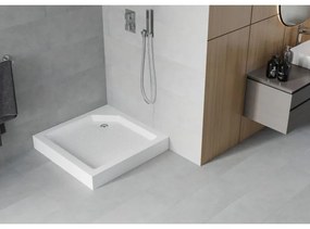 Mexen Rio, štvorcová sprchová vanička 90x90x14 cm + chrómový sifón, biela, 45109090