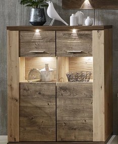 Obývacia stena Grande, dub artisan / dub Ribbeck, s osvetlením