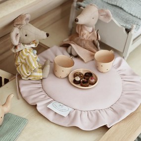 Mini podložka s volánom púdrovo ružová