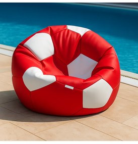 Sedací vak futbalová lopta červenobiela EMI