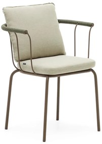 Zelená/béžová kovová záhradná stolička Salguer - Kave Home